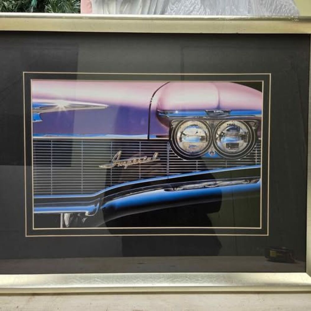 Lg 1960 Chrysler Imperial Auto Art by Kenneth Gregg, Framed & Matted 25 x 20